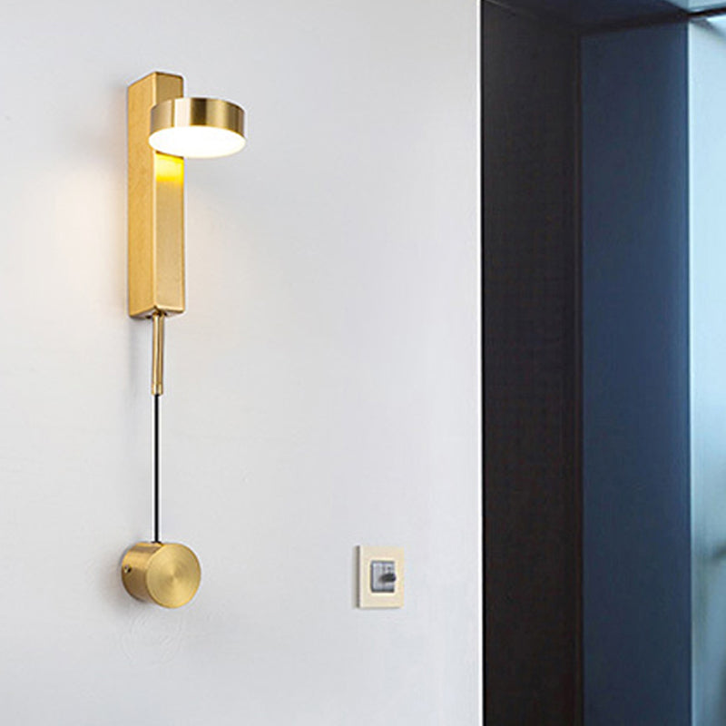 Black/Gold Rectangle Flush Mount Wall Sconce Simplicity LED Metallic Wall Lighting Fixture with Switch Gold Clearhalo 'Cast Iron' 'Glass' 'Industrial' 'Modern wall lights' 'Modern' 'Tiffany' 'Traditional wall lights' 'Wall Lamps & Sconces' 'Wall Lights' Lighting' 1865306