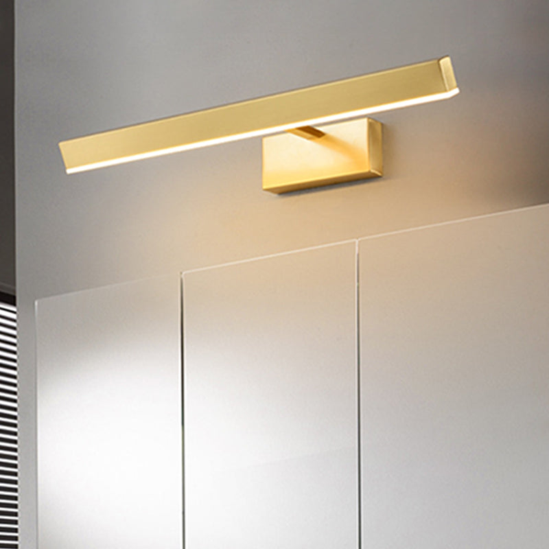 Metallic Slim Rectangle Wall Lamp Fixture Modernism LED Metallic Vanity Lighting in Gold Clearhalo 'Cast Iron' 'Glass' 'Industrial' 'Modern wall lights' 'Modern' 'Tiffany' 'Traditional wall lights' 'Vanity Lights' 'Wall Lights' Lighting' 1865376