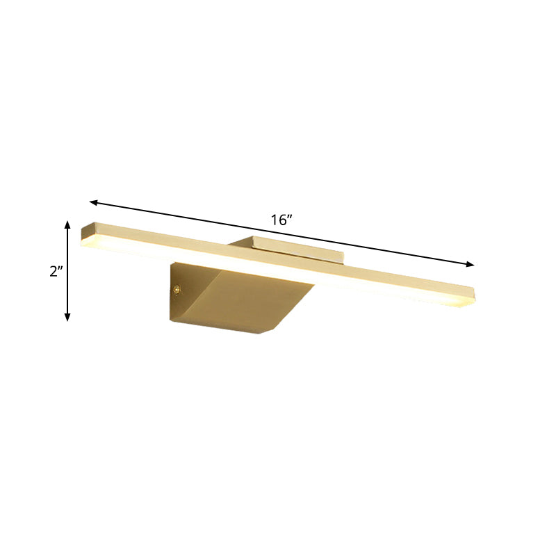 16"/21.5" W Metallic Streamlined Wall Lamp Simplicity LED Gold Vanity Sconce Light for Bathroom Clearhalo 'Cast Iron' 'Glass' 'Industrial' 'Modern wall lights' 'Modern' 'Tiffany' 'Traditional wall lights' 'Vanity Lights' 'Wall Lights' Lighting' 1865439