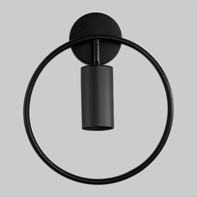Metallic Ring Sconce Light Fixture Modernism Single Bulb Black/Brass Wall Mounted Lighting Clearhalo 'Cast Iron' 'Glass' 'Industrial' 'Modern wall lights' 'Modern' 'Tiffany' 'Traditional wall lights' 'Wall Lamps & Sconces' 'Wall Lights' Lighting' 1865560
