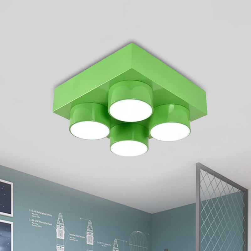 Building Block LED Ceiling Light Fixture Kids Acrylic Red/Yellow/Blue Flush Mount Lamp for Bedroom Clearhalo 'Ceiling Lights' 'Close To Ceiling Lights' 'Close to ceiling' 'Flush mount' Lighting' 1865590