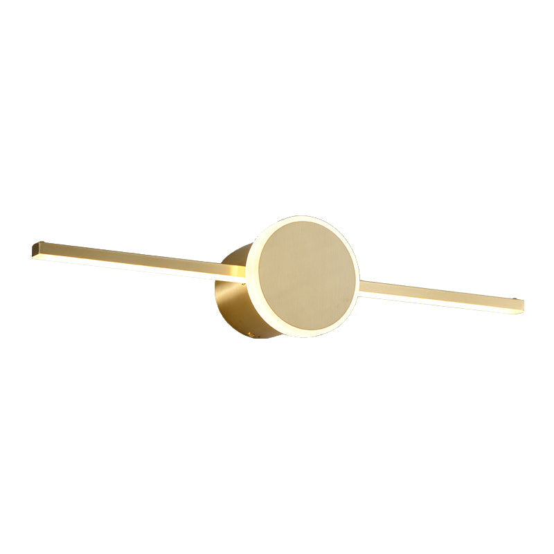 Modern Line through Cylinder Wall Sconce Metallic LED Washbasin Vanity Lighting Fixture in Gold Clearhalo 'Cast Iron' 'Glass' 'Industrial' 'Modern wall lights' 'Modern' 'Tiffany' 'Traditional wall lights' 'Vanity Lights' 'Wall Lights' Lighting' 1865691