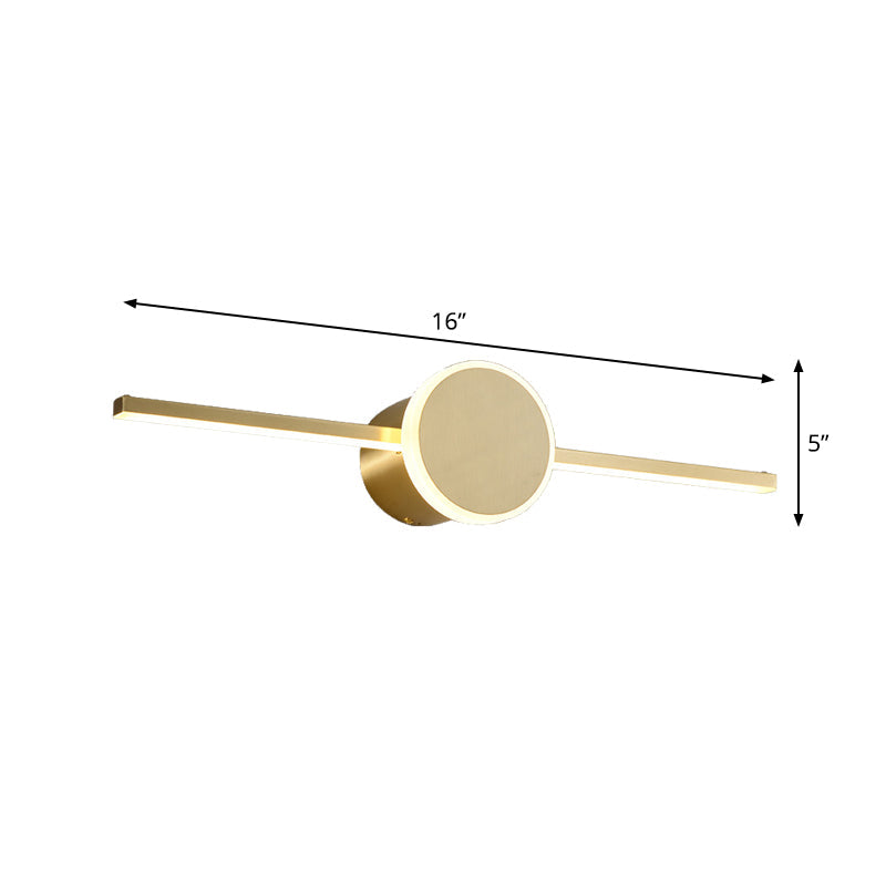 Modern Line through Cylinder Wall Sconce Metallic LED Washbasin Vanity Lighting Fixture in Gold Clearhalo 'Cast Iron' 'Glass' 'Industrial' 'Modern wall lights' 'Modern' 'Tiffany' 'Traditional wall lights' 'Vanity Lights' 'Wall Lights' Lighting' 1865692