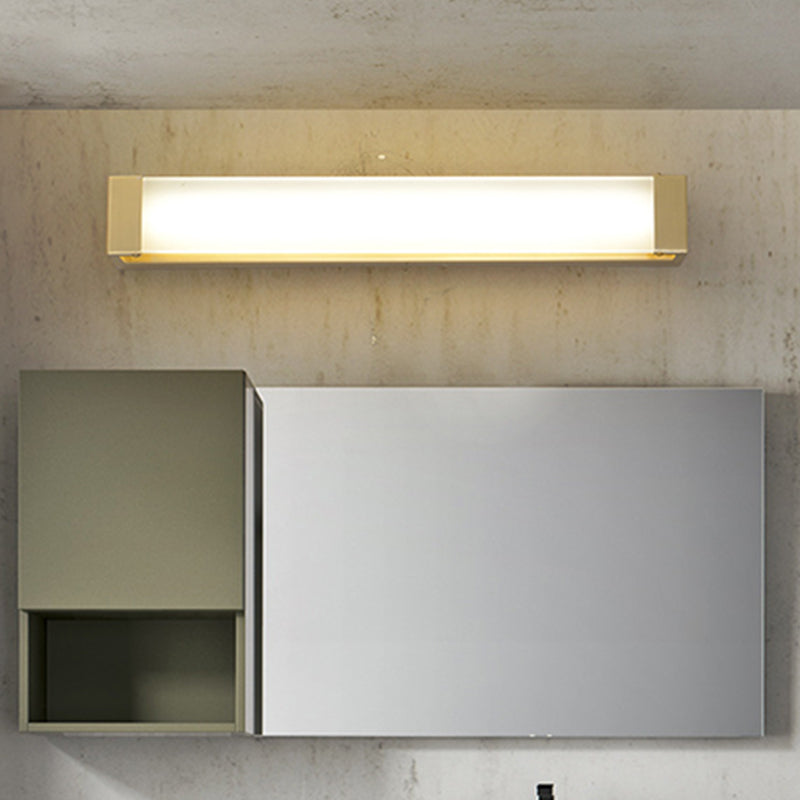 LED Washbasin Sconce Lighting Minimal Brass Vanity Light Fixture with Rectangular Acrylic Shade, 12"/16.5" Wide Clearhalo 'Cast Iron' 'Glass' 'Industrial' 'Modern wall lights' 'Modern' 'Tiffany' 'Traditional wall lights' 'Vanity Lights' 'Wall Lights' Lighting' 1865840