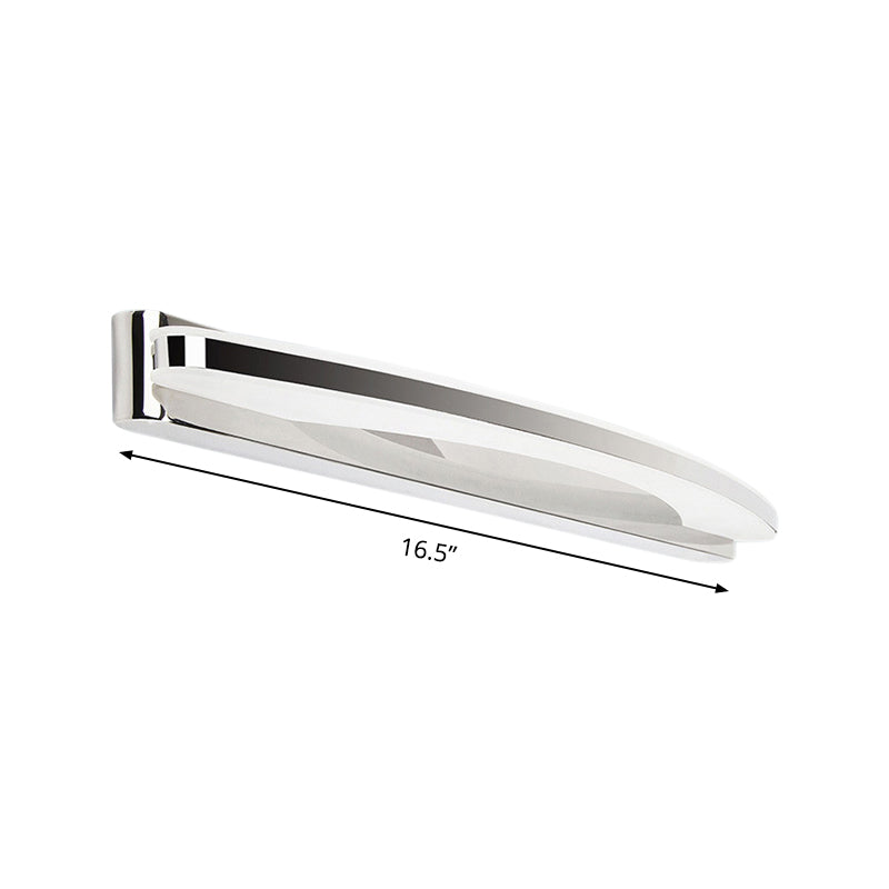 Modernity LED Wall Light Fixture Chrome Arc-Shaped Vanity Lighting with Acrylic Shade in Warm/White Light Clearhalo 'Cast Iron' 'Glass' 'Industrial' 'Modern wall lights' 'Modern' 'Tiffany' 'Traditional wall lights' 'Vanity Lights' 'Wall Lights' Lighting' 1865936