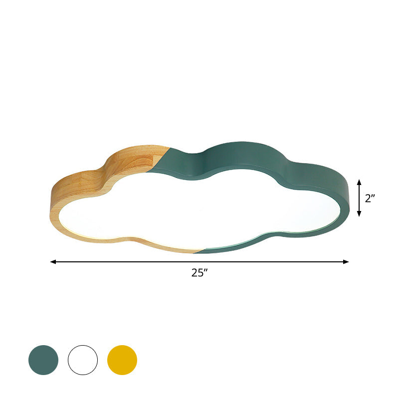 Metallic Cloud Flush Mount Light Modern Style White/Yellow/Green LED Ceiling Fixture for Great Room Clearhalo 'Ceiling Lights' 'Close To Ceiling Lights' 'Close to ceiling' 'Flush mount' Lighting' 1866006