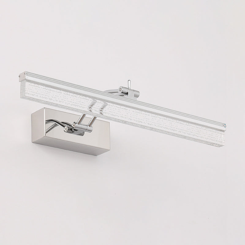 16"/23.5" L LED Bathroom Wall Vanity Light Modernism Silver Wall Sconce Lighting with Rectangle Acrylic Shade in Warm/White Light Clearhalo 'Modern wall lights' 'Modern' 'Vanity Lights' 'Wall Lights' Lighting' 1866055