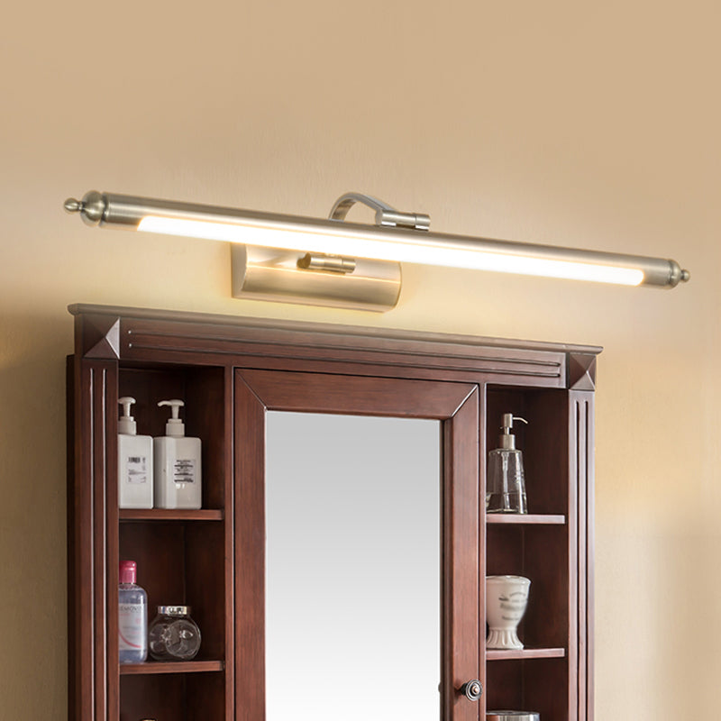 Elongated Wall Lighting Ideas Modernity Metal LED Restroom Wall Sconce in Nickel, Warm/White Light Nickel Clearhalo 'Cast Iron' 'Glass' 'Industrial' 'Modern wall lights' 'Modern' 'Tiffany' 'Traditional wall lights' 'Vanity Lights' 'Wall Lights' Lighting' 1866058