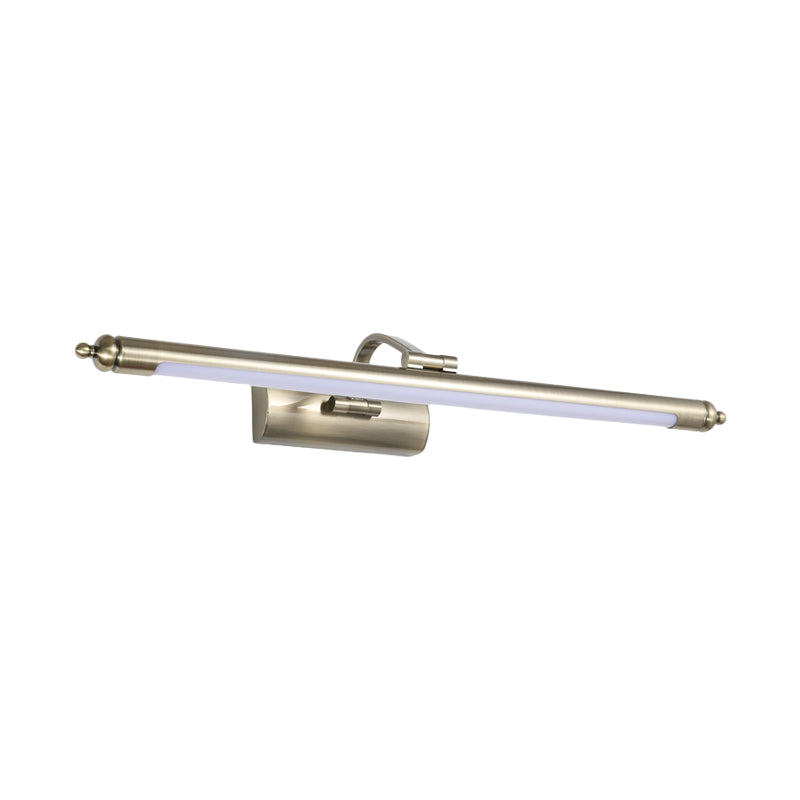 Elongated Wall Lighting Ideas Modernity Metal LED Restroom Wall Sconce in Nickel, Warm/White Light Clearhalo 'Cast Iron' 'Glass' 'Industrial' 'Modern wall lights' 'Modern' 'Tiffany' 'Traditional wall lights' 'Vanity Lights' 'Wall Lights' Lighting' 1866059