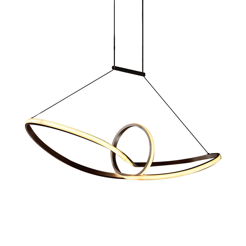Metal Knotting Island Pendant Simplicity Black/White LED Suspension Lighting in Warm/White Light Clearhalo 'Ceiling Lights' 'Island Lights' Lighting' 1866064