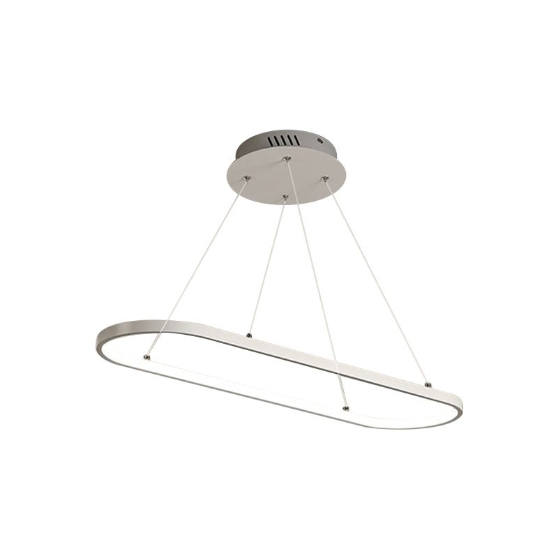 LED Restaurant Ceiling Hang Fixture Modern Black/White Island Lamp with Ellipse Metal Shade, Warm/White Light Clearhalo 'Ceiling Lights' 'Island Lights' Lighting' 1866076