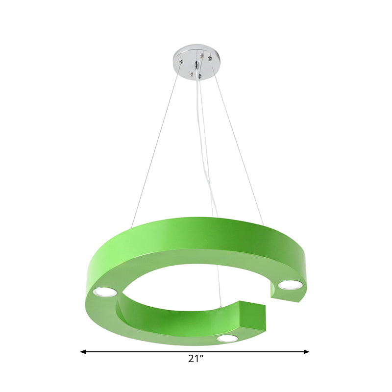 A/B/C-Shape Acrylic Ceiling Hang Fixture Macaroon Red/Yellow/Green LED Chandelier Light for Baby Room Clearhalo 'Ceiling Lights' 'Chandeliers' Lighting' options 1866119