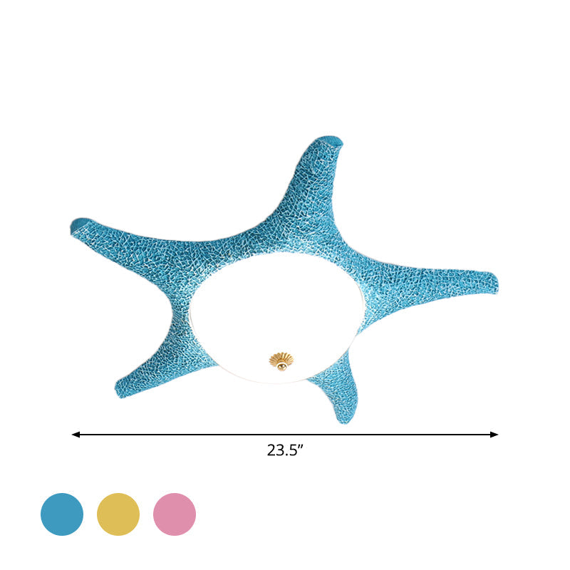 Resin Starfish Flush Lighting Children Style LED Ceiling Mount Light Fixture in Pink/Yellow/Blue, Warm/White Light Clearhalo 'Ceiling Lights' 'Close To Ceiling Lights' 'Close to ceiling' 'Flush mount' Lighting' 1866123