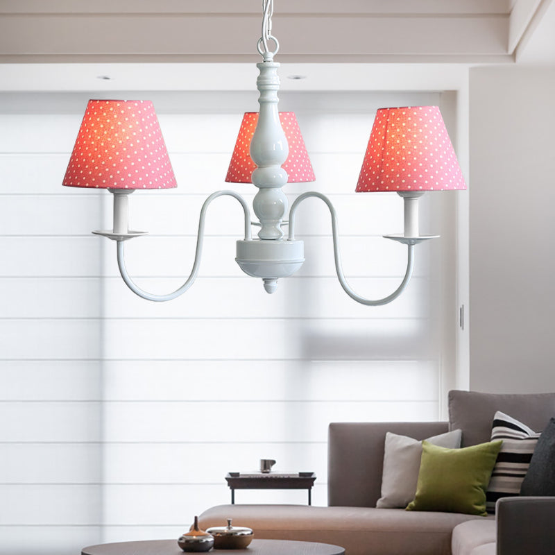 Bucket Shade Kid Bedroom Chandelier Fabric Metal 3 Lights Nordic Style Hanging Light Clearhalo 'Ceiling Lights' 'Chandeliers' Lighting' options 186627