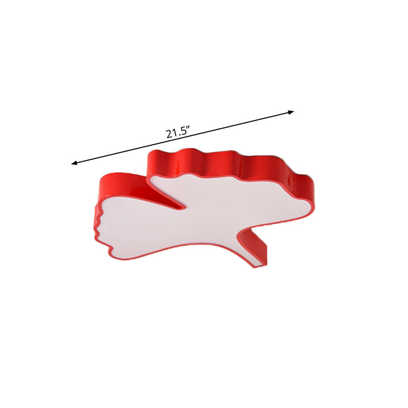 Red Cartoon Ginkgo Leaf Flushmount Lighting Kids LED Acrylic Close to Ceiling Lamp Clearhalo 'Ceiling Lights' 'Close To Ceiling Lights' 'Close to ceiling' 'Flush mount' Lighting' 1866305