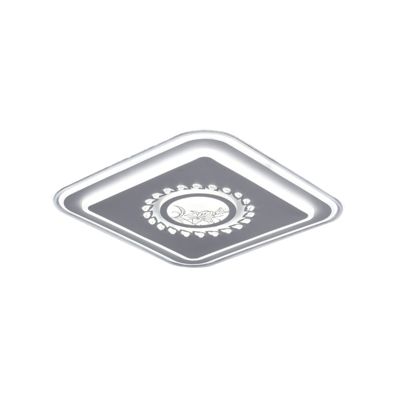 Square Acrylic Flush Mount Light Minimalism LED White Close to Ceiling Lighting with Floral/Plum Blossom/Deer Pattern Clearhalo 'Ceiling Lights' 'Close To Ceiling Lights' 'Close to ceiling' 'Flush mount' Lighting' 1866387