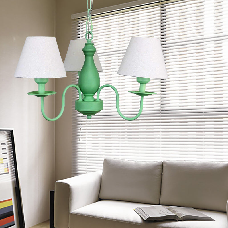 Three Heads Tapered Shade Chandelier Nordic Stylish Metal Hanging Light for Cafe Clearhalo 'Ceiling Lights' 'Chandeliers' Lighting' options 186639