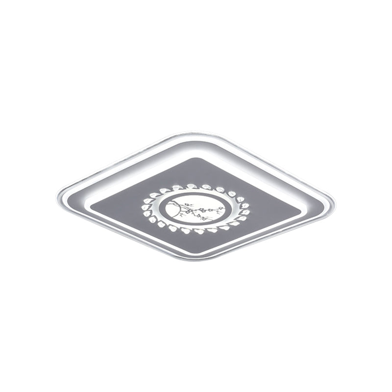 Square Acrylic Flush Mount Light Minimalism LED White Close to Ceiling Lighting with Floral/Plum Blossom/Deer Pattern Clearhalo 'Ceiling Lights' 'Close To Ceiling Lights' 'Close to ceiling' 'Flush mount' Lighting' 1866392