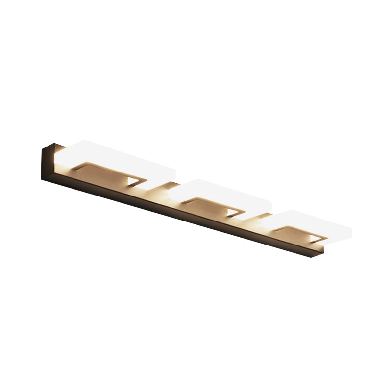 Acrylic Rectangle Vanity Sconce Modern 2/3 Heads Wall Lighting Ideas in Black for Bathroom, Warm/White Light Clearhalo 'Modern wall lights' 'Modern' 'Vanity Lights' 'Wall Lights' Lighting' 1866406