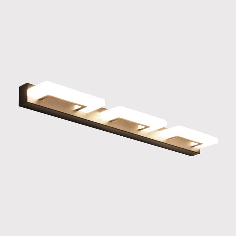 Acrylic Rectangle Vanity Sconce Modern 2/3 Heads Wall Lighting Ideas in Black for Bathroom, Warm/White Light Clearhalo 'Modern wall lights' 'Modern' 'Vanity Lights' 'Wall Lights' Lighting' 1866407