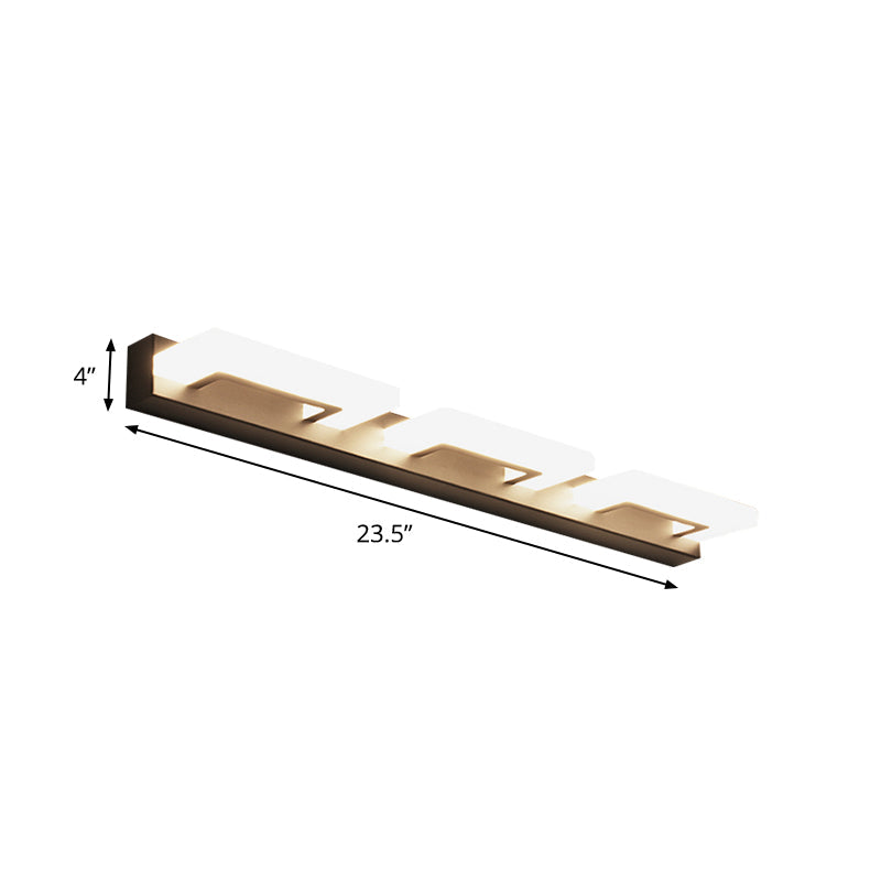 Acrylic Rectangle Vanity Sconce Modern 2/3 Heads Wall Lighting Ideas in Black for Bathroom, Warm/White Light Clearhalo 'Modern wall lights' 'Modern' 'Vanity Lights' 'Wall Lights' Lighting' 1866408