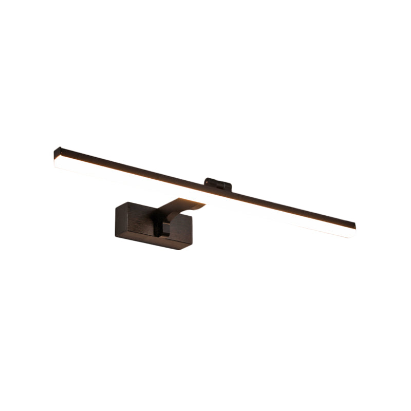 Metal Slim Vanity Lighting Fixture Simplicity 16"/19.5" L LED Wall Lamp in Black, Warm/White Light Clearhalo 'Cast Iron' 'Glass' 'Industrial' 'Modern wall lights' 'Modern' 'Tiffany' 'Traditional wall lights' 'Vanity Lights' 'Wall Lights' Lighting' 1866418