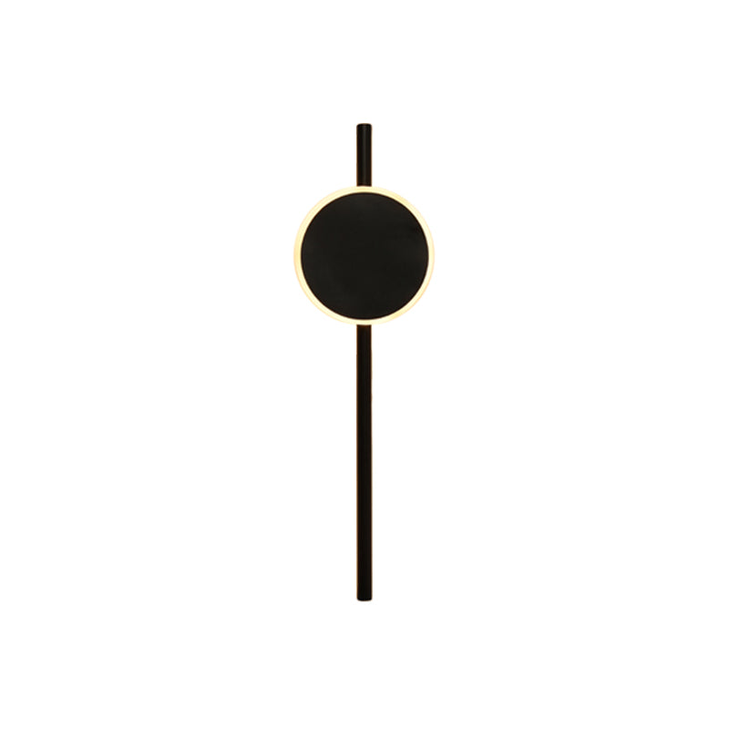 Nordic LED Flush Wall Sconce Black Round and Bar Wall Lighting Ideas with Metallic Shade in Warm/White Light Clearhalo 'Cast Iron' 'Glass' 'Industrial' 'Modern wall lights' 'Modern' 'Tiffany' 'Traditional wall lights' 'Wall Lamps & Sconces' 'Wall Lights' Lighting' 1866444