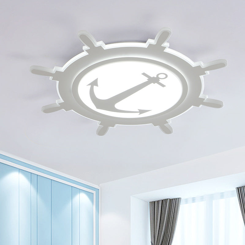 Rudder Baby Room Flush Mount Lamp Acrylic 16.5"/20.5"/24.5" Width LED Kids Close to Ceiling Light in Blue/White, Warm/White Light White Clearhalo 'Ceiling Lights' 'Close To Ceiling Lights' 'Close to ceiling' 'Flush mount' Lighting' 1866490