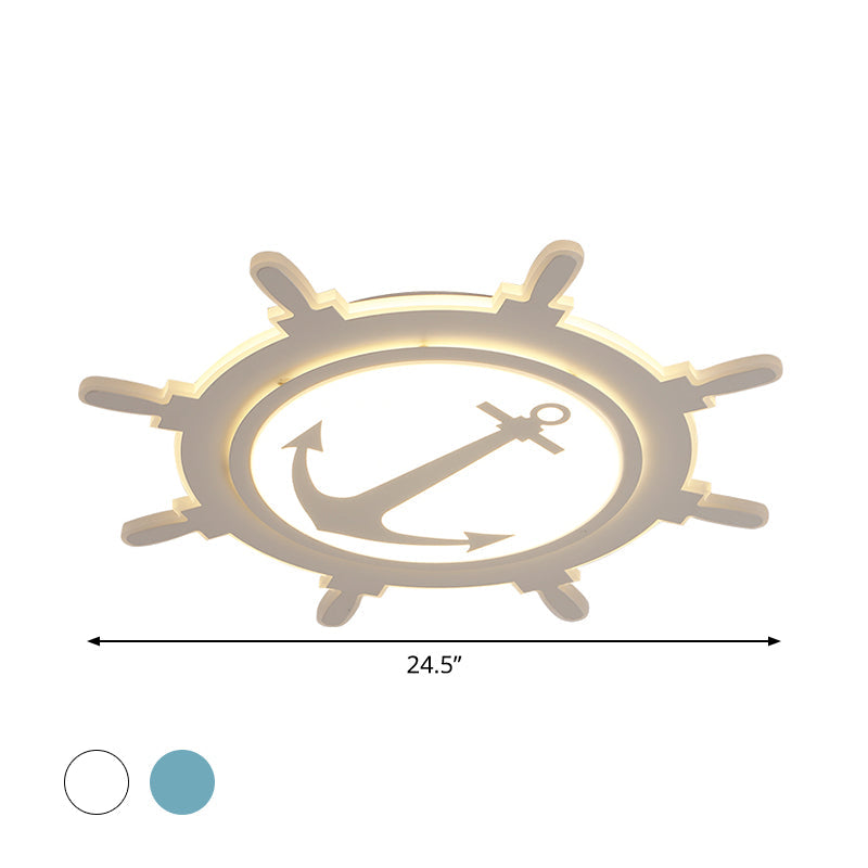 Rudder Baby Room Flush Mount Lamp Acrylic 16.5"/20.5"/24.5" Width LED Kids Close to Ceiling Light in Blue/White, Warm/White Light Clearhalo 'Ceiling Lights' 'Close To Ceiling Lights' 'Close to ceiling' 'Flush mount' Lighting' 1866495