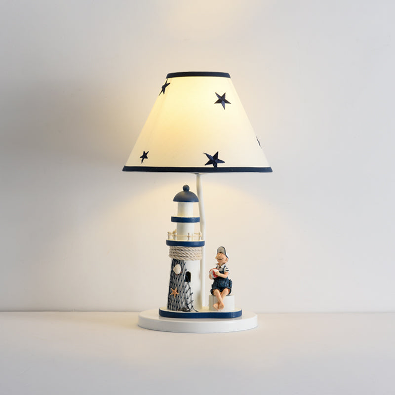 Kids Cartoon Girl/Boy Table Light Resin 1 Head Children Room Shaded Task Lighting in Dark Blue Clearhalo 'Lamps' 'Table Lamps' Lighting' 1866510