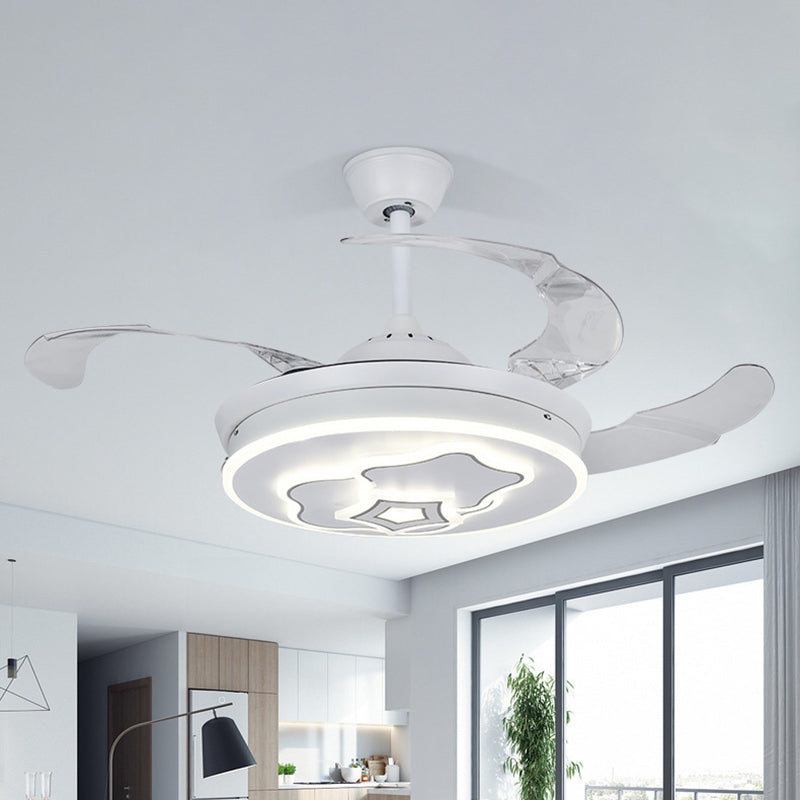 3-Blade Metal Round Pendant Fan Light Contemporary 42