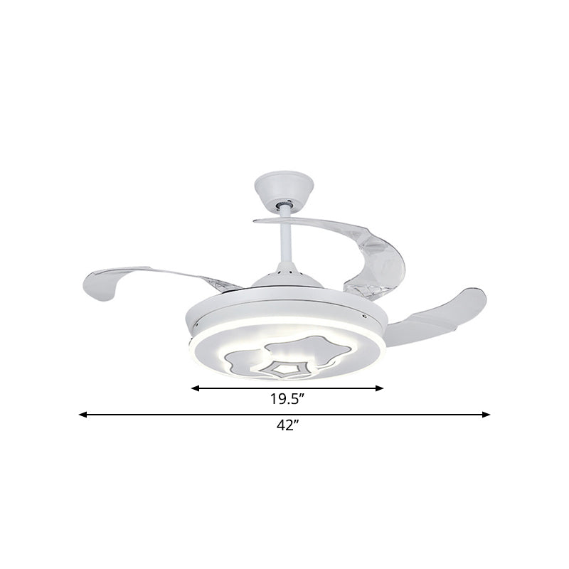 3-Blade Metal Round Pendant Fan Light Contemporary 42