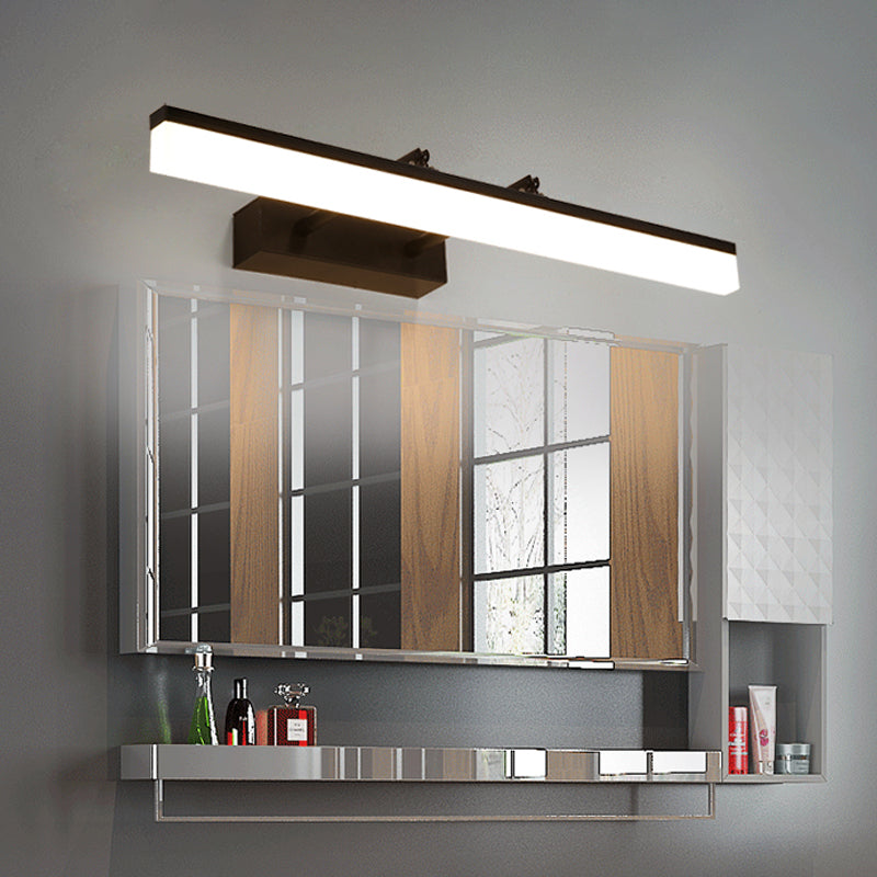 Simple 23.5"/27.5" L LED Bar Light Black Straight Wall Lighting Ideas with Acrylic Shade in Warm/White Light Black Clearhalo 'Modern wall lights' 'Modern' 'Vanity Lights' 'Wall Lights' Lighting' 1866675