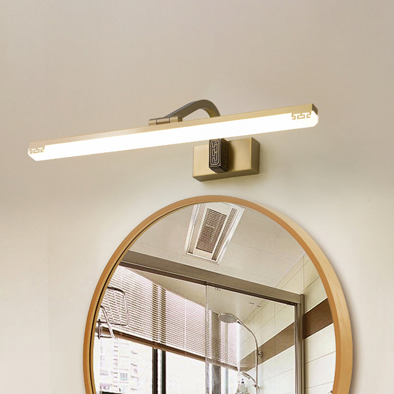Metal Straight Vanity Sconce Contemporary LED Wall Lamp in Black/Brass with Curvy Arm Brass Clearhalo 'Cast Iron' 'Glass' 'Industrial' 'Modern wall lights' 'Modern' 'Tiffany' 'Traditional wall lights' 'Vanity Lights' 'Wall Lights' Lighting' 1866684