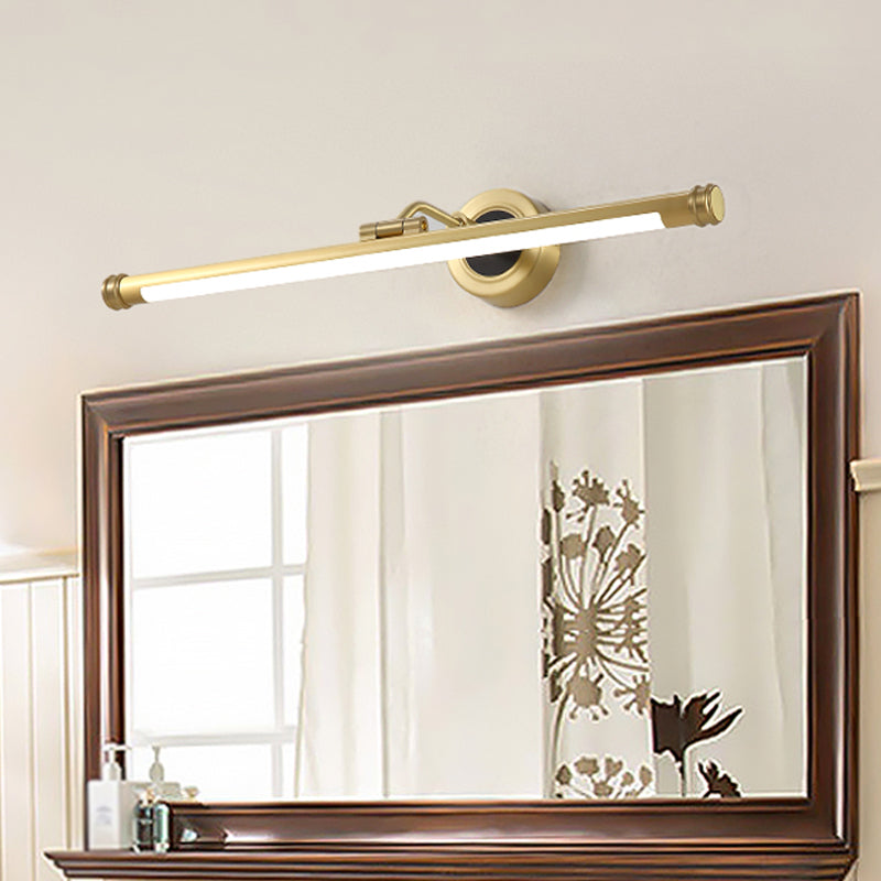 Metal Elongated Sconce Light Fixture Minimalism LED Brass Swing Arm Vanity Lighting Idea Brass Clearhalo 'Cast Iron' 'Glass' 'Industrial' 'Modern wall lights' 'Modern' 'Tiffany' 'Traditional wall lights' 'Vanity Lights' 'Wall Lights' Lighting' 1866757