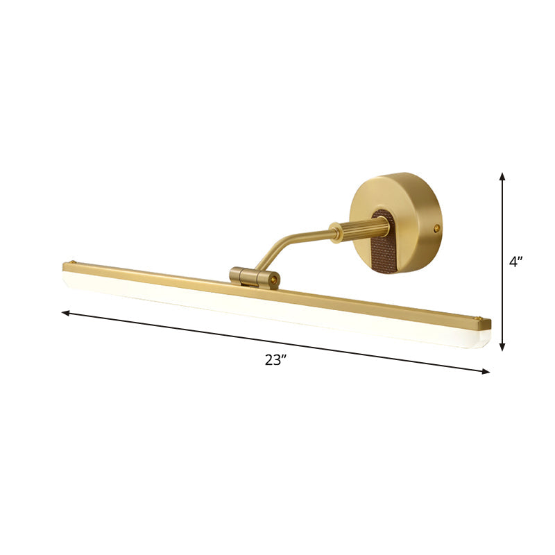 LED Bathroom Wall Sconce Minimal Gold Adjustable Vanity Light Fixture with Linear Acrylic Shade Clearhalo 'Cast Iron' 'Glass' 'Industrial' 'Modern wall lights' 'Modern' 'Tiffany' 'Traditional wall lights' 'Vanity Lights' 'Wall Lights' Lighting' 1866764