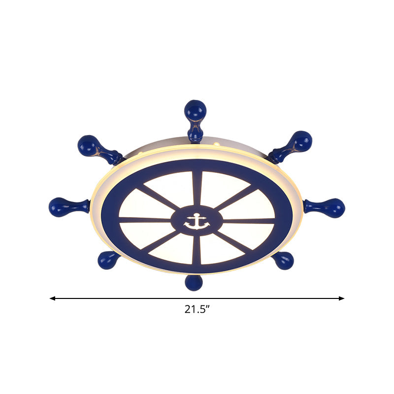 Acrylic Rudder Ceiling Lighting Kids 21.5"/25.5" Wide LED Blue Flush Mount Light in Warm/White Light Clearhalo 'Ceiling Lights' 'Close To Ceiling Lights' 'Close to ceiling' 'Flush mount' Lighting' 1866828