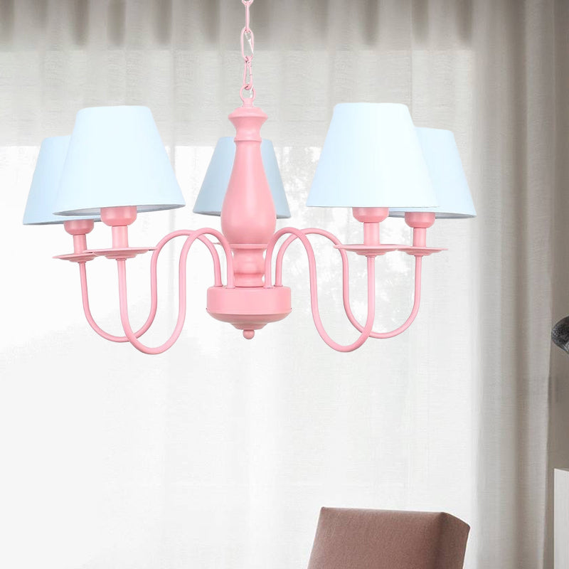 Fabric Bucket Shade Chandelier 5 Heads Macaron Style Hanging Pendant for Cloth Shop Clearhalo 'Ceiling Lights' 'Chandeliers' Lighting' options 186711