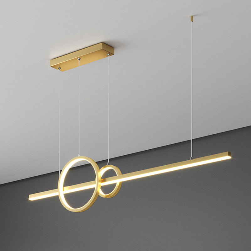 Minimalist Ring and Bar Island Light Metallic LED Kitchen Hanging Pendant Lamp in Black/Gold Clearhalo 'Ceiling Lights' 'Island Lights' Lighting' 1867166