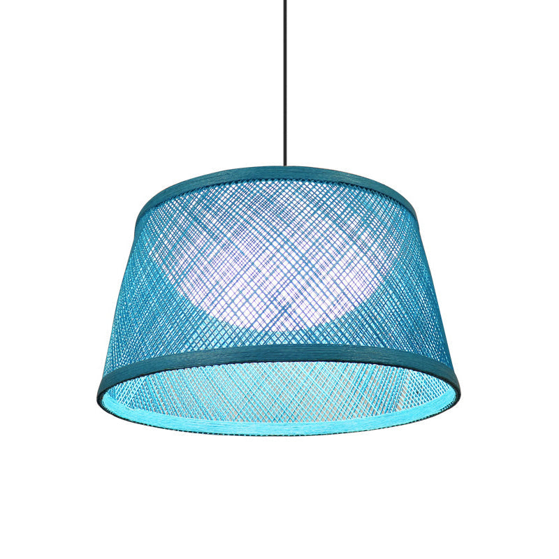 Rope Drum Ceiling Hang Fixture Warehouse 16"/20.5"/24" W 1-Light Drop Lighting Pendant with Inner Dome Acrylic Shade in Blue Clearhalo 'Ceiling Lights' 'Pendant Lights' 'Pendants' Lighting' 1867285
