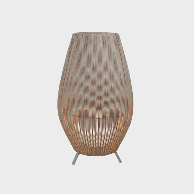 Woven Oval Floor Standing Light Asian Rattan Beige/Brown Floor Lamp with Inner Spherical Acrylic Shade Clearhalo 'Floor Lamps' 'Lamps' Lighting' 1867304