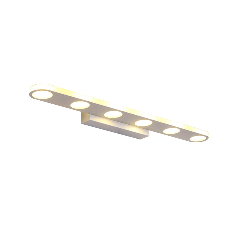 15"/23" L Acrylic Oval Vanity Lighting Fixture Minimalist 4/6 Bulbs White Wall Sconce Light in Warm/White Light Clearhalo 'Modern wall lights' 'Modern' 'Vanity Lights' 'Wall Lights' Lighting' 1867312