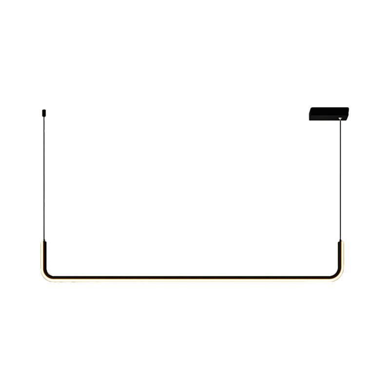 Metal Half Rectangle Hanging Lamp Kit Simple LED Black Island Lighting Fixture in Warm/White Light Clearhalo 'Ceiling Lights' 'Island Lights' Lighting' 1867341