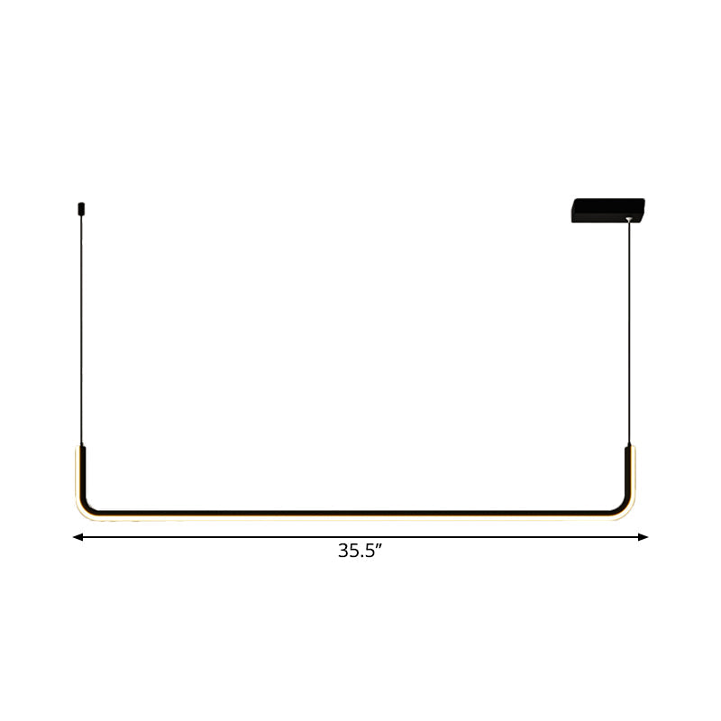 Metal Half Rectangle Hanging Lamp Kit Simple LED Black Island Lighting Fixture in Warm/White Light Clearhalo 'Ceiling Lights' 'Island Lights' Lighting' 1867342