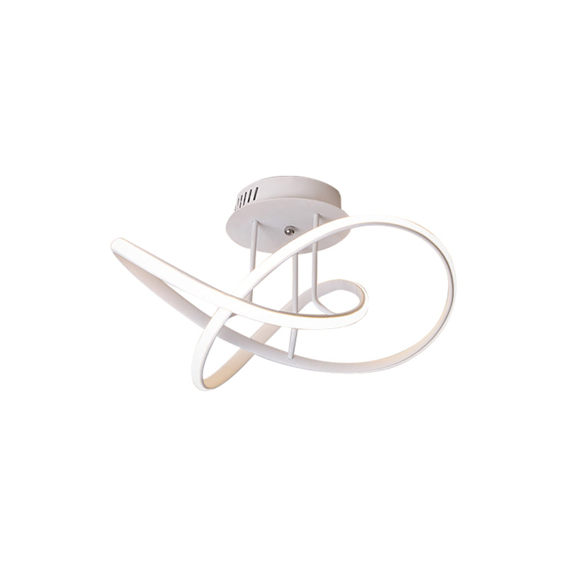 Metallic Twisted Semi Flush Light Nordic Black/White/Coffee LED Close to Ceiling Lighting for Sleeping Room Clearhalo 'Ceiling Lights' 'Close To Ceiling Lights' 'Close to ceiling' 'Semi-flushmount' Lighting' 1867354