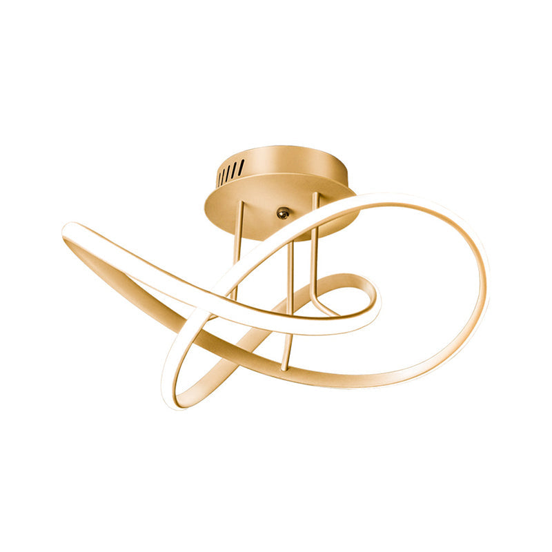 Knotted Ceiling Mounted Fixture Modernism Metal Sleeping Room LED Semi Flush Lamp in Gold Clearhalo 'Ceiling Lights' 'Close To Ceiling Lights' 'Close to ceiling' 'Semi-flushmount' Lighting' 1867491