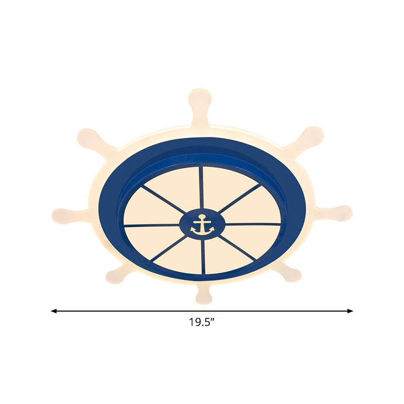 Rudder Kindergarten Flushmount Light Acrylic 19.5"/23.5" W LED Kids Close to Ceiling Lamp in Blue, Warm/White Light Clearhalo 'Ceiling Lights' 'Close To Ceiling Lights' 'Close to ceiling' 'Flush mount' Lighting' 1867504