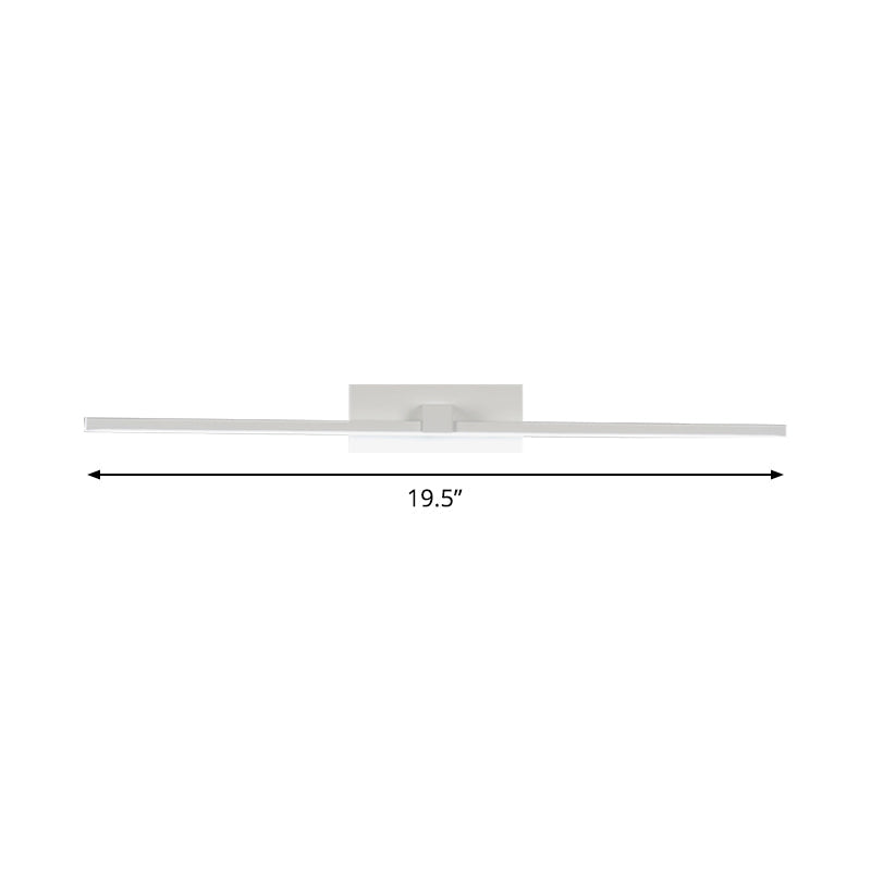 White Rectangle Vanity Lamp Minimalist 16"/19.5" L LED Metal Wall Mounted Light Fixture in Warm/White Light Clearhalo 'Cast Iron' 'Glass' 'Industrial' 'Modern wall lights' 'Modern' 'Tiffany' 'Traditional wall lights' 'Vanity Lights' 'Wall Lights' Lighting' 1867548