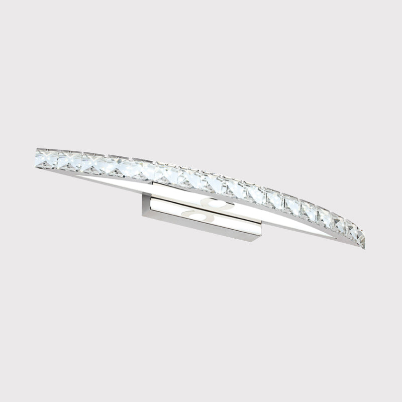 Curvy Bathroom Wall Mounted Vanity Light Clear/Champagne Crystal LED Minimal Mirror Lamp in Warm/White Light Clearhalo 'Cast Iron' 'Glass' 'Industrial' 'Modern wall lights' 'Modern' 'Tiffany' 'Traditional wall lights' 'Vanity Lights' 'Wall Lights' Lighting' 1867556