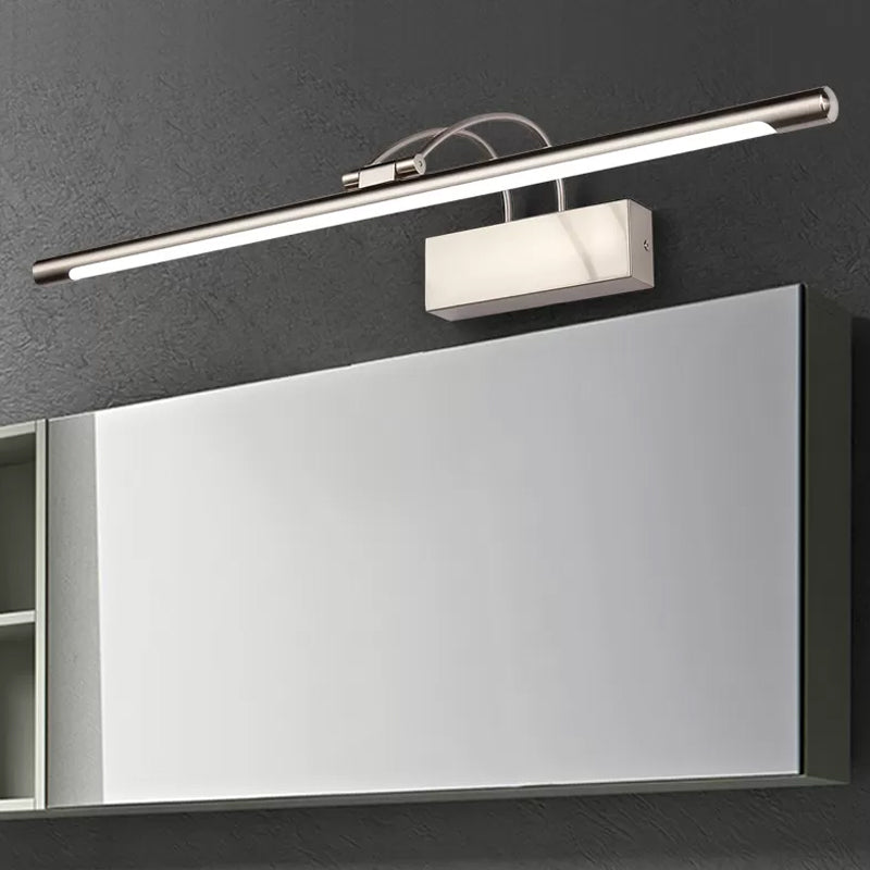 Slim Vanity Lighting Ideas Modern Metallic Brass/Nickel Finish LED Sconce Light Fixture in Warm/White Light Nickel Clearhalo 'Cast Iron' 'Glass' 'Industrial' 'Modern wall lights' 'Modern' 'Tiffany' 'Traditional wall lights' 'Vanity Lights' 'Wall Lights' Lighting' 1867630